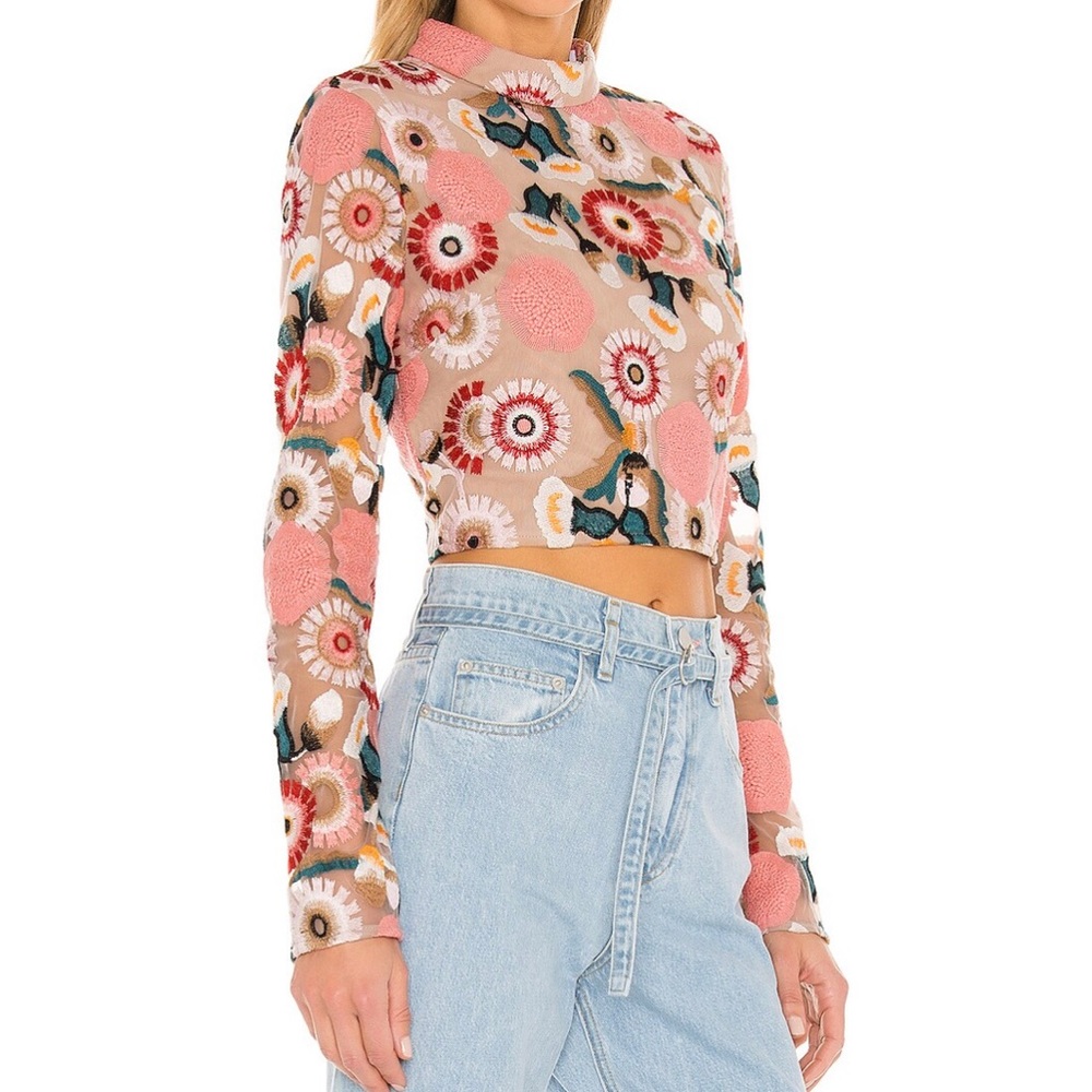 Elliatt Embroidered Crop Blouse